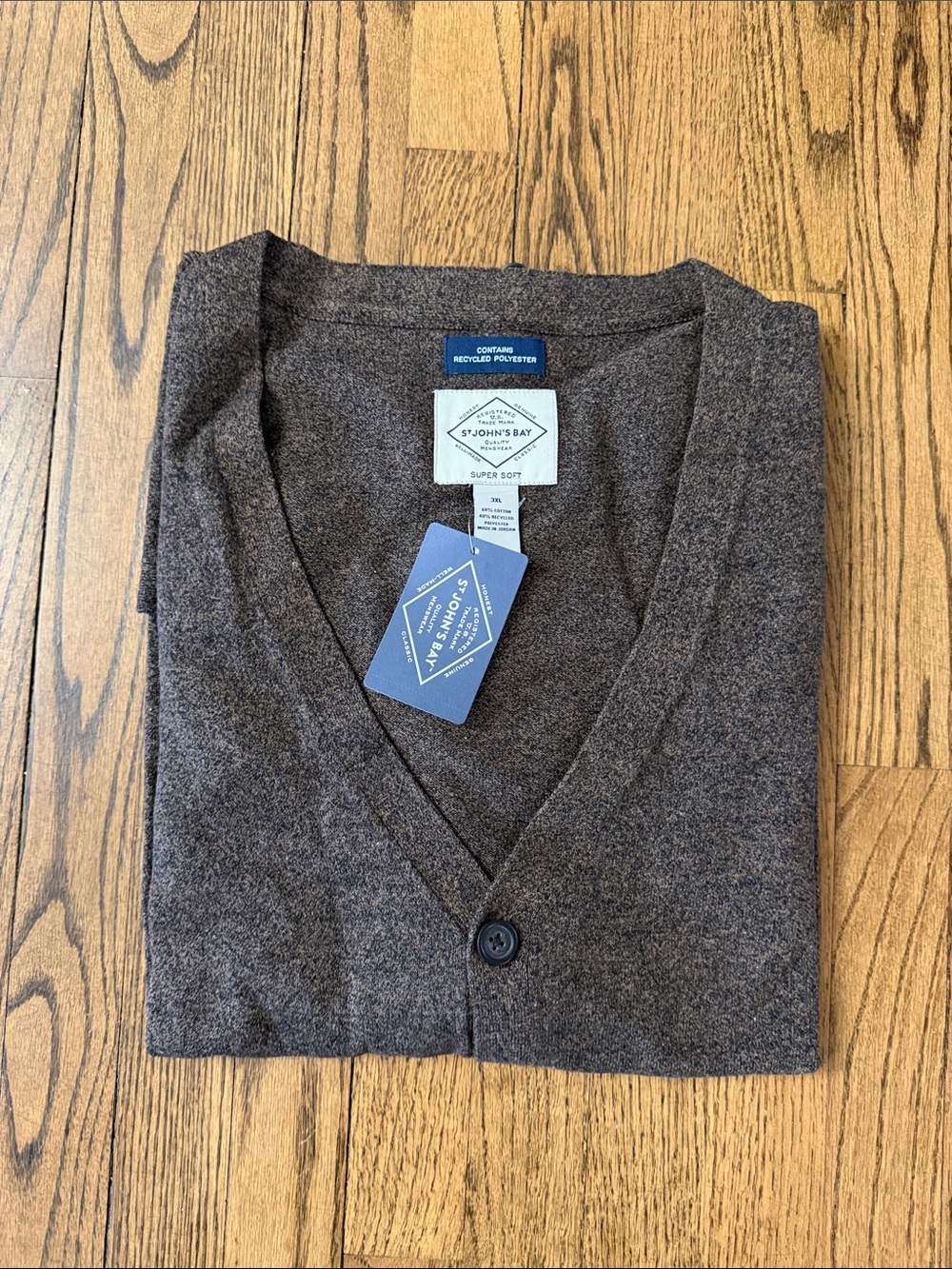St. John's Bay Fine Gauge Mens V Neck Long Sleeve Button Big & Tall Cardigan 3XL